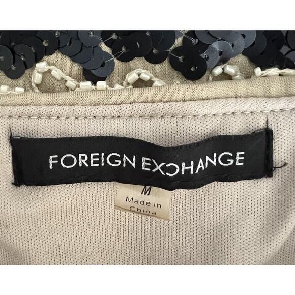Foreign Exchange Miniskirt Sequins Beaded Black Gold White Holidays *Flaw - Picture 6 of 9